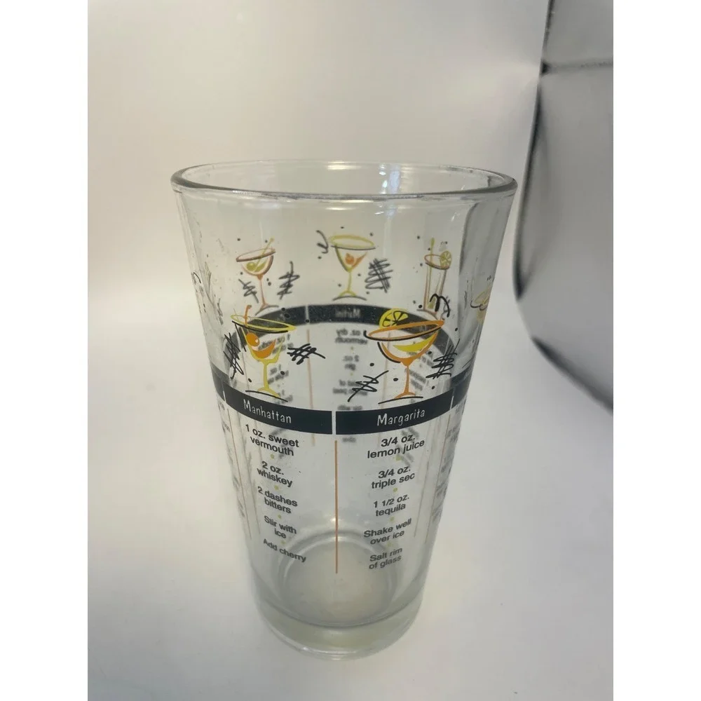 Vintage 90s Libbey Barware Cocktail Recipe Tumbler Mixed Drink Glass Man Cave VG